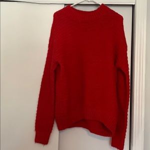 Oversized red knit sweater